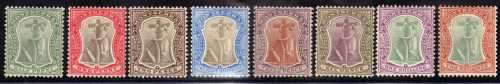 MONTSERRAT 1904-08 DEFIN SHORT SET OF 8 TO 2/- MOUNTED MINT. SG 24-31. CAT 89.40 POUNDS.