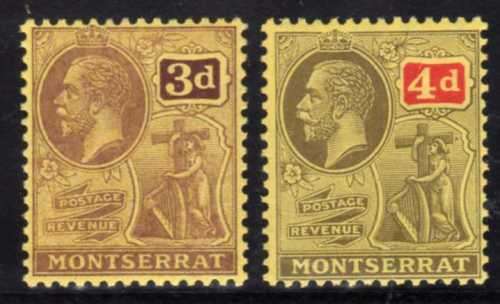 MONTSERRAT 1916-22 DEFIN 3d & 4d VERY FINE LMM. SG 53a & 54. CAT 10 POUNDS. (2018)
