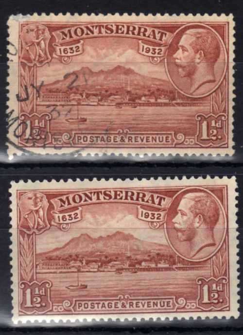 MONTSERRAT 1932 DEFIN KGV 1,5d RED-BROWN LMM & USED. SG 86. CAT 5,25 POUNDS. (2018)