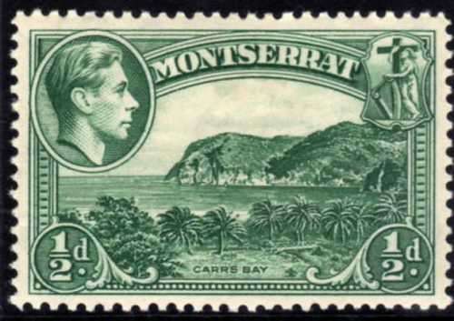 MONTSERRAT 1938 DEFIN 1/2d BLUE-GREEN PERF 13 MM. SG 101. CAT 6,50 POUNDS (2018)