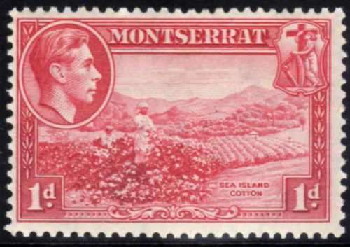 MONTSERRAT 1938 DEFIN 1d CARMINE PERF 13 LMM. SG 102. CAT 6,50 POUNDS (2018)
