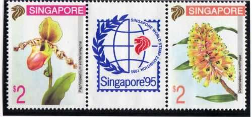 SINGAPORE 1994 ORCHIDS 4TH ISSUE SET OF 2 UMM (MINOR PAPER ADHESION). SG 755-6. CAT 8 POUNDS.