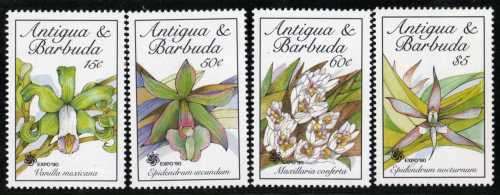 ANTIGUA 1990 ORCHIDS PART SET OF 4 UMM. SG 1369, 1371-2 & 1376. CAT 6,65 POUNDS.