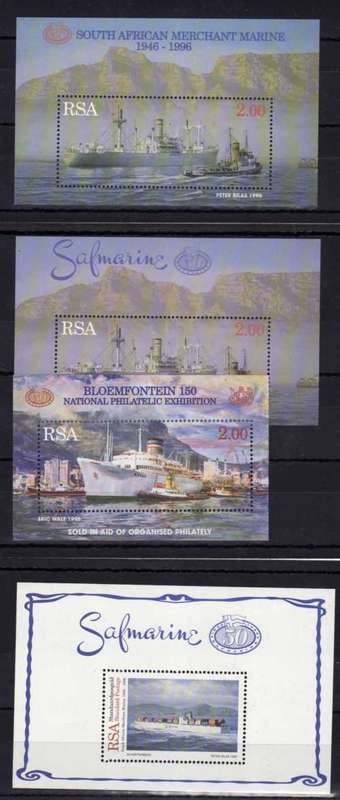 SOUTH AFRICA 1996 4 SHIP MINI SHEETS UMM(**). SACC 971, 972, 973 & 979. CAT R133.