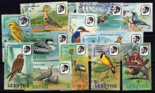 LESOTHO 1981 BIRD DEFINITIVE SET OF 14 V.F.USED. SG 437-510. CAT 9,50 POUNDS.