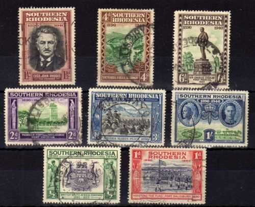 SOUTHERN RHODESIA 1940 BSA COY GOLDEN JUBILEE SET OF 8 VFU. SACC 55-62. CAT R196. (2019-20)