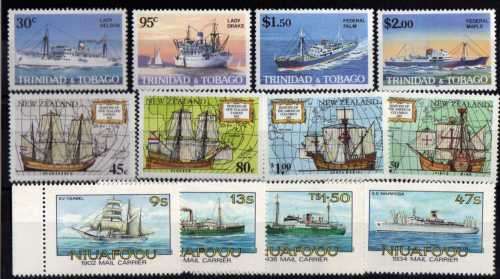 SHIPS 3 SETS UMM. (1) NIUAFO'OU (2) NEW ZEALAND (3) TRINIDAD & TOBAGO. CAT 13.55 POUNDS.