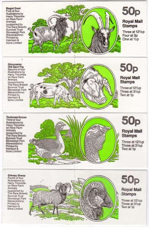 GREAT BRITAIN 1983 SET OF 4 RARE FARM ANIMALS BOOKLETS UMM. SG FB23-26.
