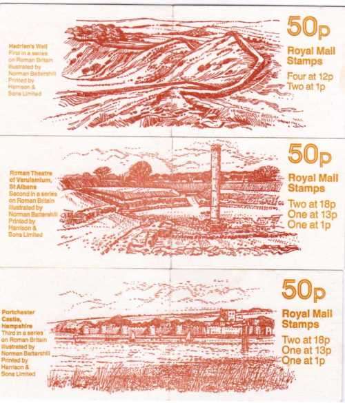 GREAT BRITAIN 1986 SET OF 3 ROMAN BRITAIN BOOKLETS UMM. SG FB34, FB37-38..
