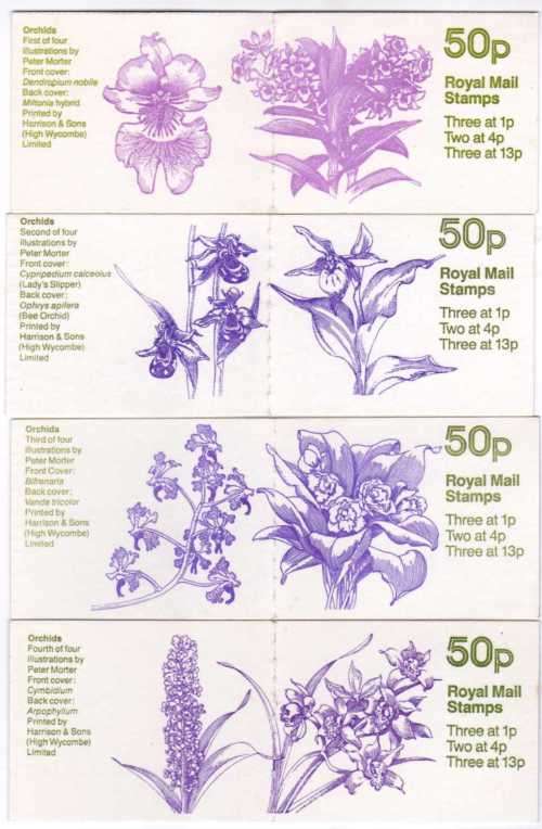 GREAT BRITAIN 1984 SET OF 4 ORCHID SERIES BOOKLETS UMM. SG FB27-30.