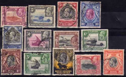 KENYA UGANDA TANGANYIKA 1935 DEFIN SHORT SET TO 10/- FINE USED. SG 110-122. CAT 183.70 POUNDS (2018)