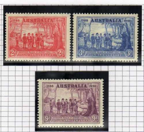 AUSTRALIA 1937 "150TH ANNIV N.S.W." SET OF 3 LMM. SG 193-5. CAT 38 POUNDS FOR UMM. (2018)