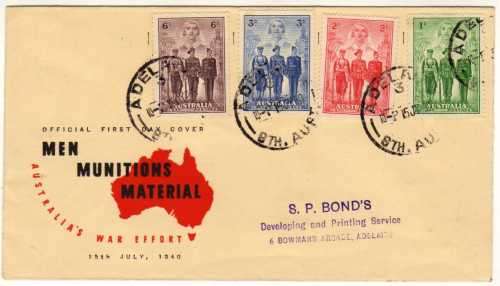 AUSTRALIA 1940 AUSTRALIAN FORCES SET OF 4 ON VERY CLEAN FDC. SG 196-199. CAT 40 POUNDS FOR STAMPS.