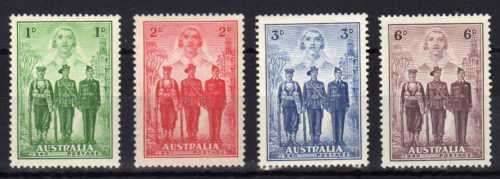 AUSTRALIA 1940 AUSTRALIAN FORCES SET OF 4 MOUNTED MINT. SG 196-199. CAT 50 POUNDS FOR STAMPS.