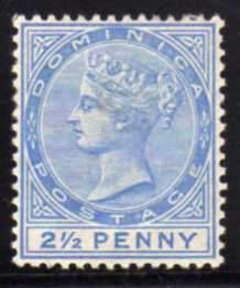 DOMINICA 1886-90 DEFINITIVE QV 2,5d ULTRAMARINE FINE MM. SG 23. CAT 4 POUNDS. (2018)