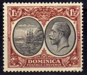 DOMINICA 1923-33 KGV DEFIN 1,5d MOUNTED MINT. SG 74. CAT 6.50 POUNDS. (2018)
