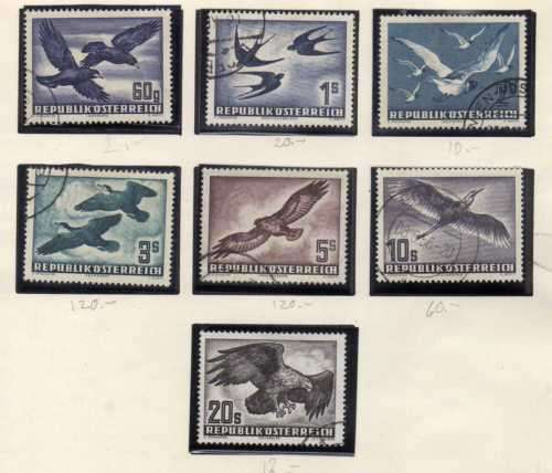 AUSTRIA 1950 AIR - BIRDS SET OF 7 VERY FINE USED. SG 1215-21.