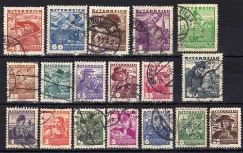 AUSTRIA 1932 NATIONAL COSTUMES SHORT SET TO 2S VFU. SG 716-735.