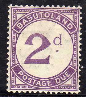 BASUTOLAND 1933 POSTAGE DUE 2d ORDINARY PAPER MOUNTED MINT. SACC 2. CAT R220.