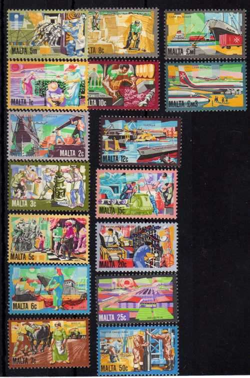 MALTA 1981 HISTORY OF MALTESE INDUSTRY SET OF 16 UMM. SG 667-682. CAT 31,45 POUNDS.