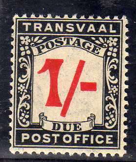 TRANSVAAL 1907 POSTAGE DUE 1/- LMM. SACC 7. CAT R350. (SACC 2019-20)