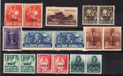 SOUTH WEST AFRICA 1941-2 LARGE WARS SET 9 UNITS LMM and UMM. SACC 141-148, 158. CAT R895.