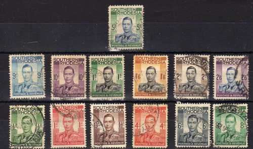 SOUTHERN RHODESIA 1937 DEFIN SET OF 13 FINE USED. SACC 42-54. CAT R425.