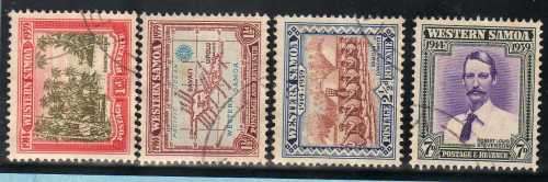 SAMOA 1939 "25TH ANNIV OF NEW ZEALAND CONTROL" SET OF 4 VFU. SG 195-8. CAT 5,50 POUNDS.