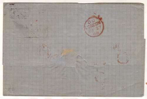 GREAT BRITAIN 6d LILAC PATE 6 (WITH HYPHEN) ON COVER TO SWEDEN TAXED 3d IN RED. SG 97/104?. SCARCE