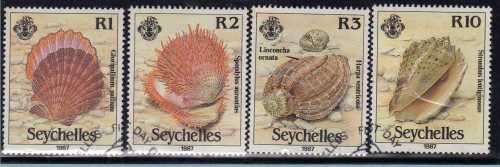 SEYCHELLES 1987 "SEA SHELLS" SET OF 4 VFU. SG 663-6. CAT 10,90 POUNDS.