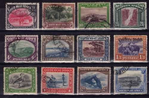 South West Africa 1931 Definitive set of 12 singles very fine used. SG 74-85. CAT £22,20. (2022)
