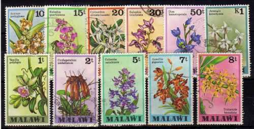 MALAWI 1979 "ORCHIDS" PART SET OF 11 FINE - VFU. (1t-50t + 1K)  SG 577-86, 588. CAT 6 POUNDS.