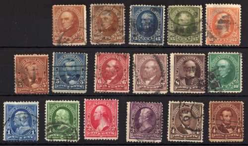 UNITED STATES OF AMERICA 1894 PART SET OF 15 FINE-VERY FINE USED. SG 267-278. CAT 99 POUNDS.