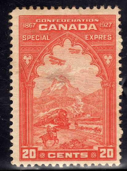CANADA 1927 SPECIAL DELIVERY "60TH ANNIV OF CONFEDERATION" 20c MOUNTED MINT. SG S5. CAT 13 POUNDS.