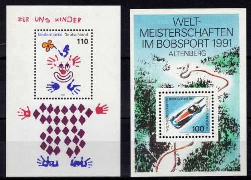 GERMANY 1991 & 2000 2 MINI SHEETS UMM. SG 2344 & 2986. CAT 5,40 POUNDS.