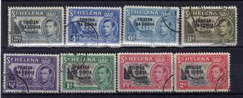 TRISTAN DA CUNHA 1952 DEFIN PART SET OF 8 1/2d - 8d V.F.USED. SG 1-8. CAT 23 POUNDS. (2018)