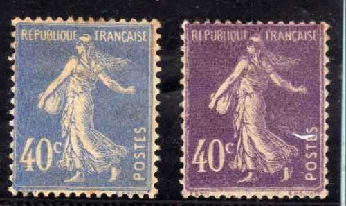 FRANCE 1920 DEFIN 40c BLUE & 40c VIOLET MOUNTED MINT. SG 418a & 418b. CAT 4 POUNDS.