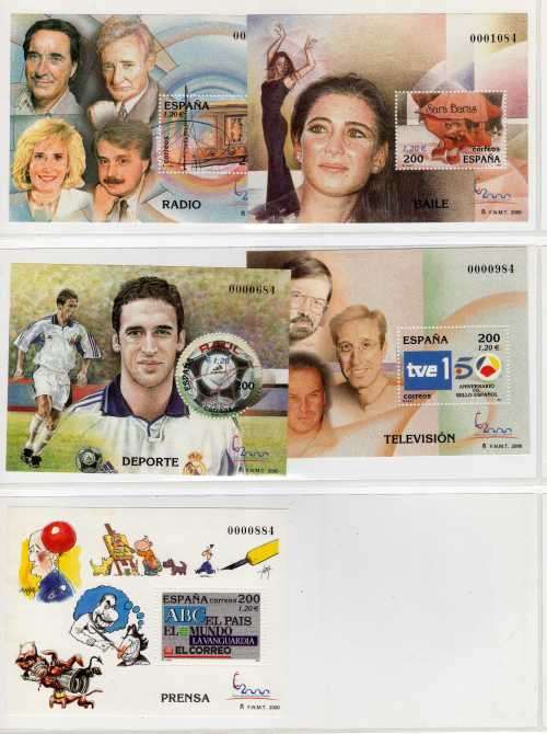 SPAIN 2000 "ESPANA 2000" STAMP EXHIBITION MADRID SET OF 11 MINI SHEETS UMM. SG 3701. CAT 32 POUNDS.