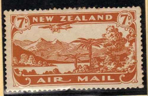 NEW ZEALAND 1931 AIR  7d BROWN ORANGE MOUNTED MINT. SG 550. CAT 22 POUNDS. (2018)