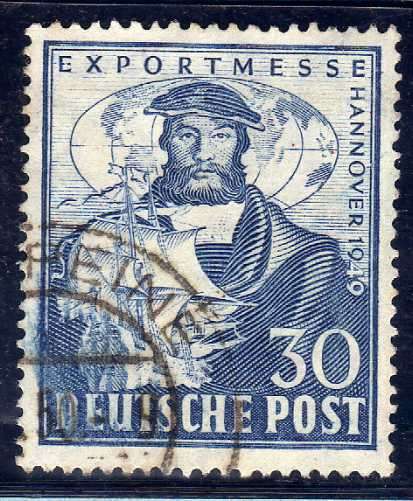GERMANY 1949 HANOVER TRADE FAIR 30pf VFU. SG A144. CV 4,75 POUNDS.
