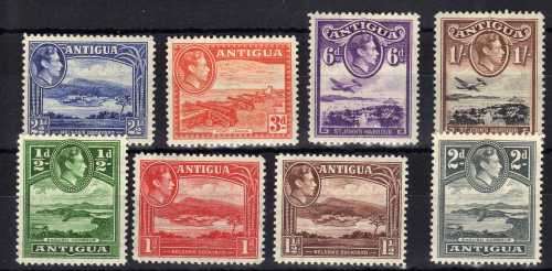 ANTIGUA 1938 DEFIN PART SET OF 8. SG 98-105. CAT 25,15 GBP. (2018)