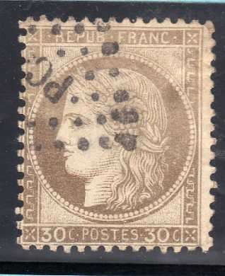 FRANCE 1870 DEFIN 30c BROWN VERY FINE USED. SG 205. CAT 8,75 POUNDS.