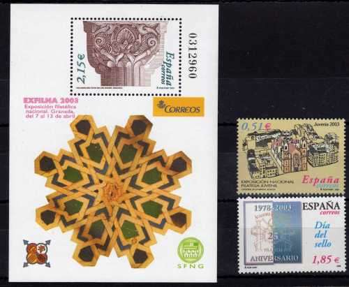 SPAIN 2003 3 ISSUES UMM SG 3933, MS 3951 & 3953. CAT 9,25 POUNDS(2013)