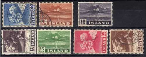 ICELAND 1948 DEFIN SET OF 7 VERY FINE USED. SG 280-286. CAT 5,20 POUNDS. (2013)