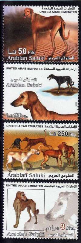 UNITED ARAB EMIRATES 2002 HUNTING DOGS SET OF 4 UMM. SG 689-692. CAT 12,60 GBP. (2013)