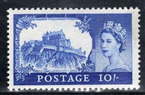 GREAT BRITAIN 1955 DEFIN 10/- WATERLOW PRINT UMM W/MARK ST EDWARD'S CROWN. SG 538. CAT 90 GBP (2018)
