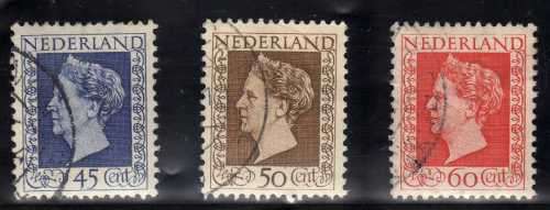 NETHERLANDS 1947 DEFIN 3 TOP VALUES VFU. SG 653-655. CAT 21,10 GBP. (2013)
