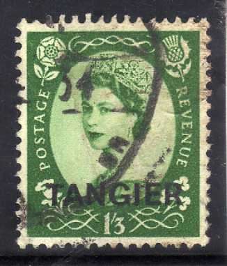 MOROCCO AGENCIES TANGIER 1952-54 QEII O/P 1/3d VFU. WMK TUDOR CROWN. SG 304. CAT 7,50 POUNDS.
