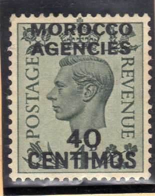 MOROCCO AGENCIES 1937-52 KGVI SPANISH CURRENCY 40c ON 4d GREY LMM. SG 169. CAT 40 POUNDS. (2018)