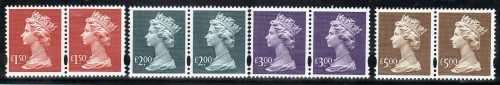 GREAT BRITAIN 1999 MACHIN HIGH VALUE DEFIN SET OF 4 IN PAIRS UMM. SG Y1800-1803. CAT 57 GBP. (2018)